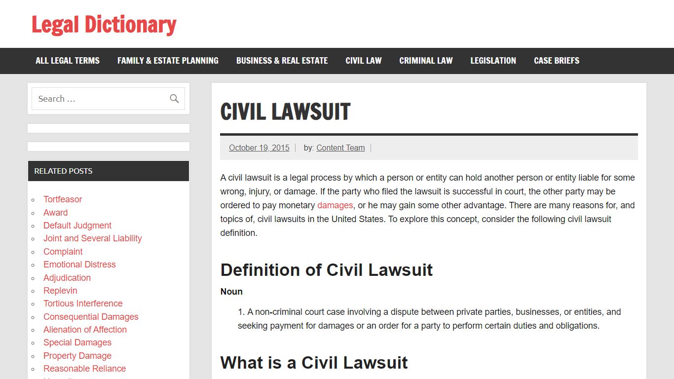 Civil Lawsuit - Definition, Examples, Cases, Processes